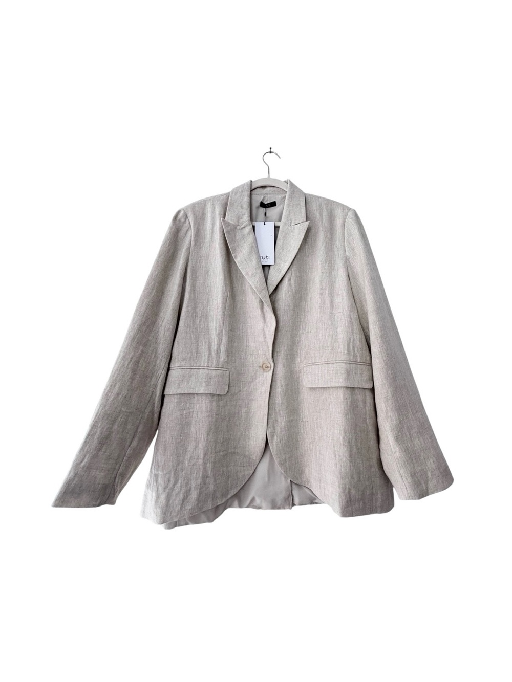 Ruti Linen Classic Blazer Oatmeal NWT Size 14 Large